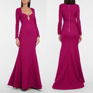 Rebecca Vallance Diana Embellished Cloque Gown in Grape Magenta size US 8 UK 12